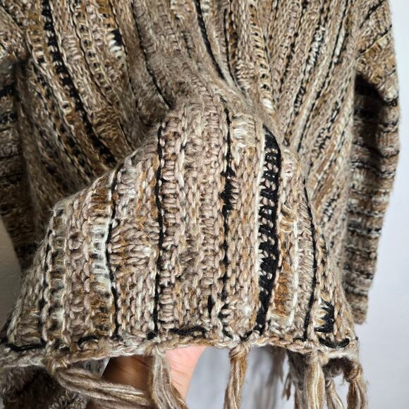 Altar'd State Wool Blend Marled Knit Open Front Cardigan Size M Brown Fringe - Picture 9 of 11